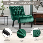 Fauteuil d'appoint sans accoudoirs capitonné en velours – 1 place, plusieurs coloris