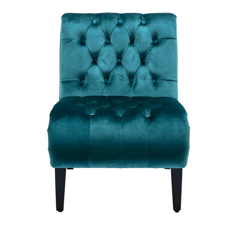 Fauteuil d'appoint sans accoudoirs capitonné en velours – 1 place, plusieurs coloris
