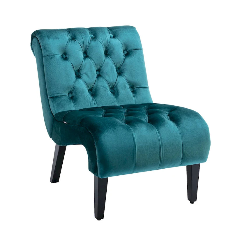 Fauteuil d'appoint sans accoudoirs capitonné en velours – 1 place, plusieurs coloris