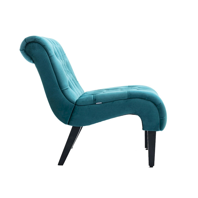 Fauteuil d'appoint sans accoudoirs capitonné en velours – 1 place, plusieurs coloris