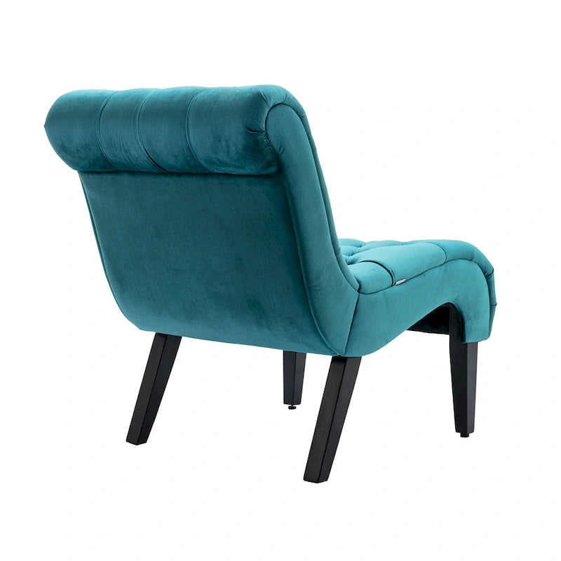Fauteuil d'appoint sans accoudoirs capitonné en velours – 1 place, plusieurs coloris