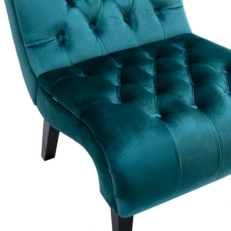 Fauteuil d'appoint sans accoudoirs capitonné en velours – 1 place, plusieurs coloris