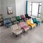 Fauteuil d'appoint sans accoudoirs capitonné en velours – 1 place, plusieurs coloris