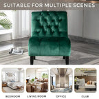 Fauteuil d'appoint sans accoudoirs capitonné en velours – 1 place, plusieurs coloris