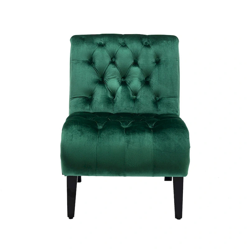 Fauteuil d'appoint sans accoudoirs capitonné en velours – 1 place, plusieurs coloris