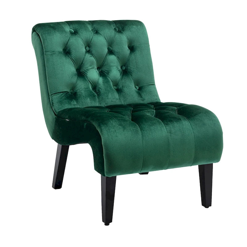 Fauteuil d'appoint sans accoudoirs capitonné en velours – 1 place, plusieurs coloris