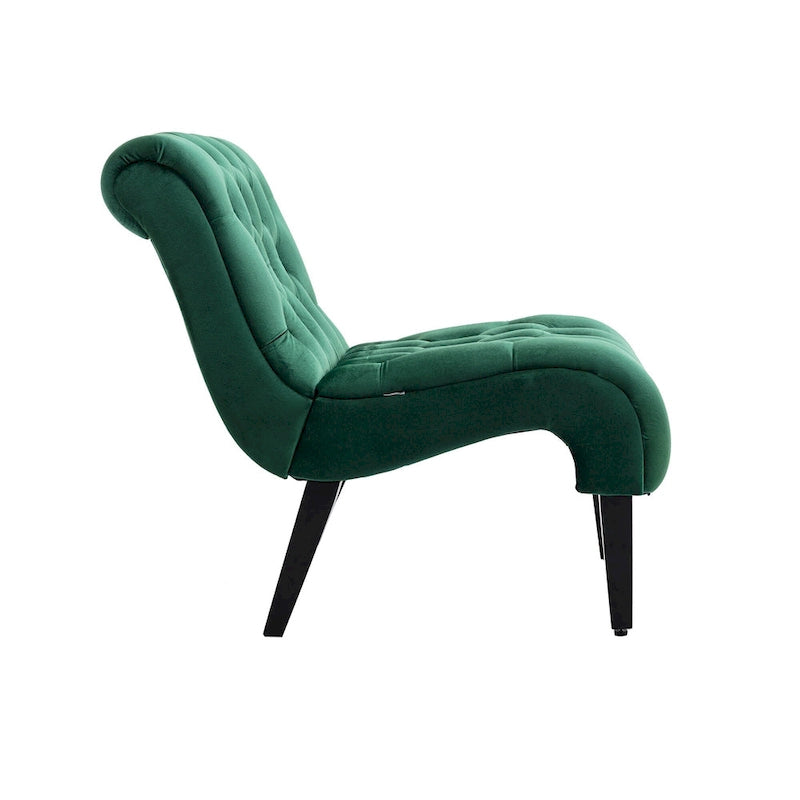 Fauteuil d'appoint sans accoudoirs capitonné en velours – 1 place, plusieurs coloris