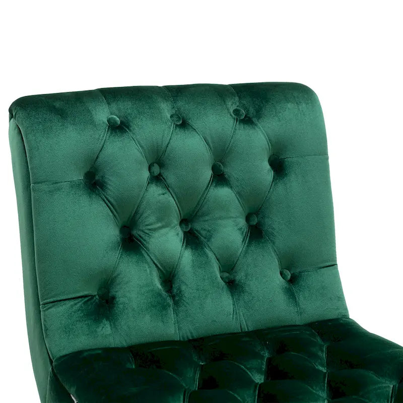 Fauteuil d'appoint sans accoudoirs capitonné en velours – 1 place, plusieurs coloris
