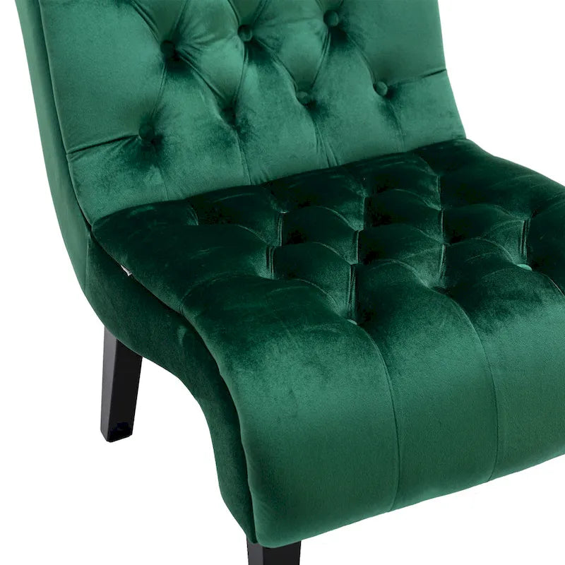 Fauteuil d'appoint sans accoudoirs capitonné en velours – 1 place, plusieurs coloris