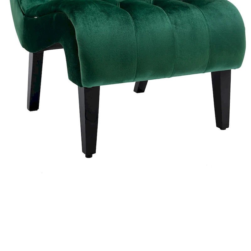 Fauteuil d'appoint sans accoudoirs capitonné en velours – 1 place, plusieurs coloris