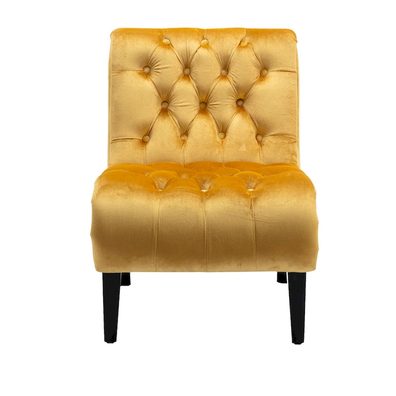 Fauteuil d'appoint sans accoudoirs capitonné en velours – 1 place, plusieurs coloris