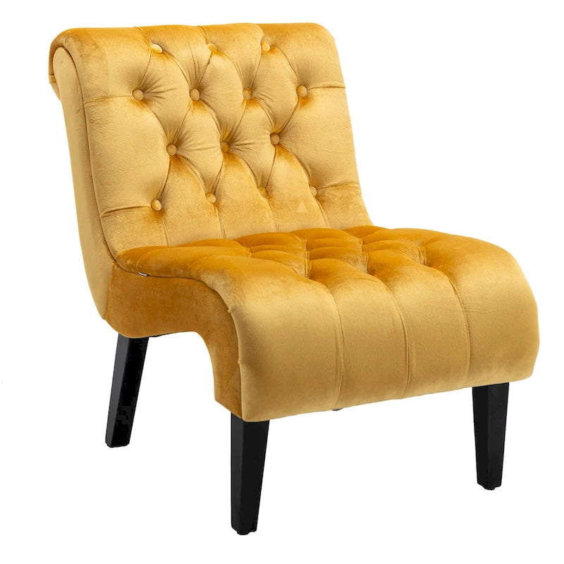Fauteuil d'appoint sans accoudoirs capitonné en velours – 1 place, plusieurs coloris