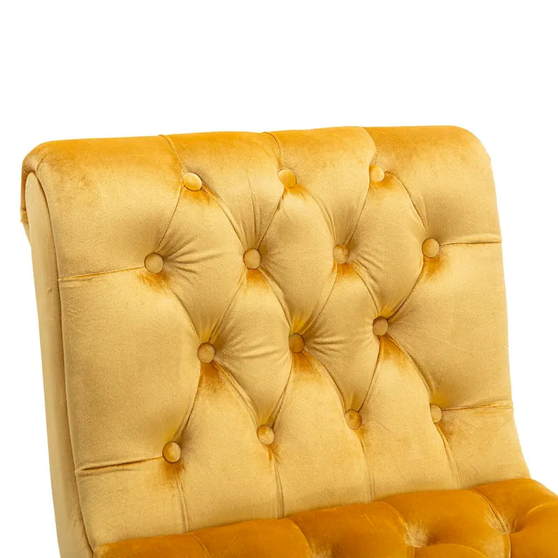 Fauteuil d'appoint sans accoudoirs capitonné en velours – 1 place, plusieurs coloris