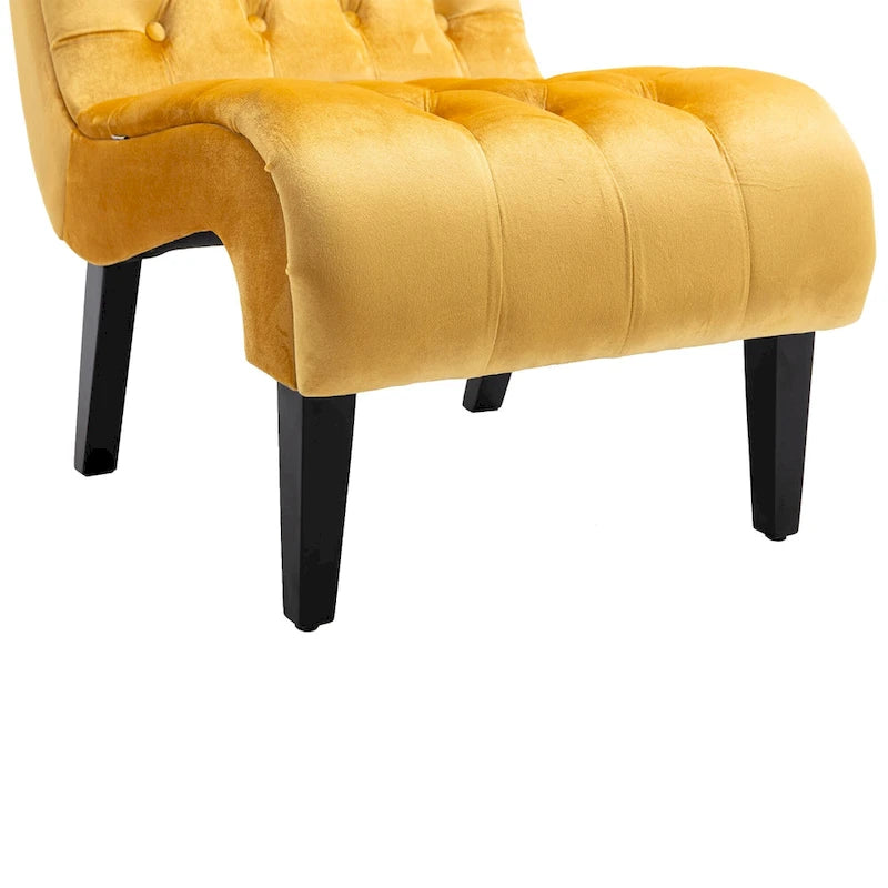Fauteuil d'appoint sans accoudoirs capitonné en velours – 1 place, plusieurs coloris