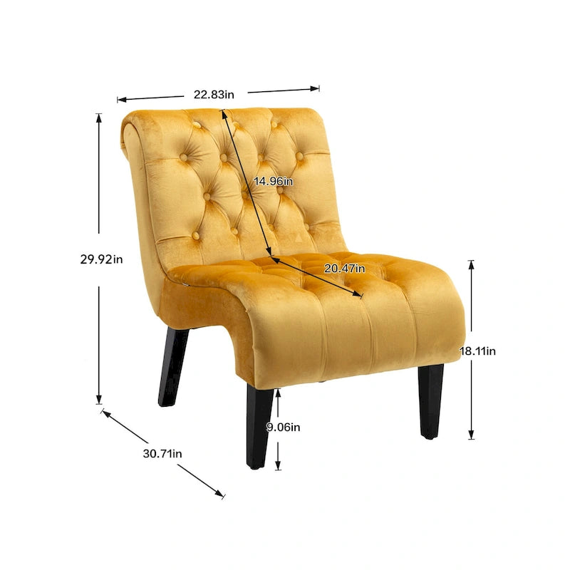 Fauteuil d'appoint sans accoudoirs capitonné en velours – 1 place, plusieurs coloris