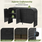 Bahut buffet rétro 4 portes en bois, naturel/noir, avec étagères réglables