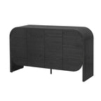 Bahut buffet rétro 4 portes en bois, naturel/noir, avec étagères réglables