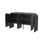 Bahut buffet rétro 4 portes en bois, naturel/noir, avec étagères réglables