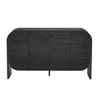 Bahut buffet rétro 4 portes en bois, naturel/noir, avec étagères réglables