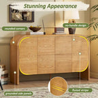 Bahut buffet rétro 4 portes en bois, naturel/noir, avec étagères réglables