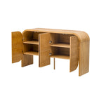 Bahut buffet rétro 4 portes en bois, naturel/noir, avec étagères réglables