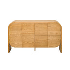 Bahut buffet rétro 4 portes en bois, naturel/noir, avec étagères réglables