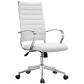 Fauteuil de bureau pivotant à haut dossier en similicuir blanc / noir / beige / marron / gris avec coutures côtelées – 1 place