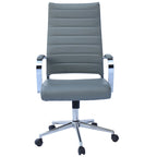 Fauteuil de bureau pivotant à haut dossier en similicuir blanc / noir / beige / marron / gris avec coutures côtelées – 1 place