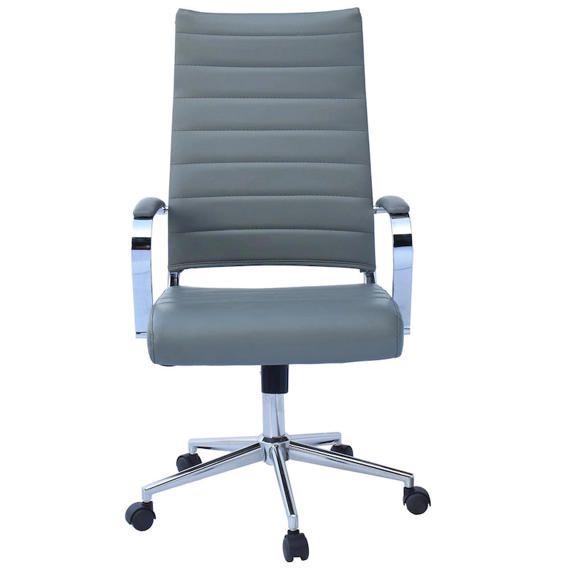 Fauteuil de bureau pivotant à haut dossier en similicuir blanc / noir / beige / marron / gris avec coutures côtelées – 1 place