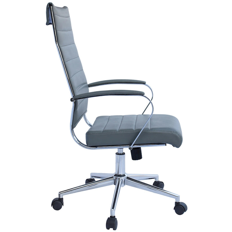 Fauteuil de bureau pivotant à haut dossier en similicuir blanc / noir / beige / marron / gris avec coutures côtelées – 1 place