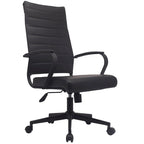Fauteuil de bureau pivotant à haut dossier en similicuir blanc / noir / beige / marron / gris avec coutures côtelées – 1 place