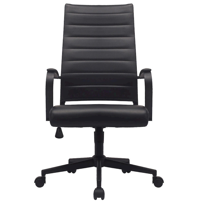 Fauteuil de bureau pivotant à haut dossier en similicuir blanc / noir / beige / marron / gris avec coutures côtelées – 1 place
