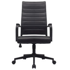 Fauteuil de bureau pivotant à haut dossier en similicuir blanc / noir / beige / marron / gris avec coutures côtelées – 1 place