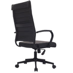Fauteuil de bureau pivotant à haut dossier en similicuir blanc / noir / beige / marron / gris avec coutures côtelées – 1 place