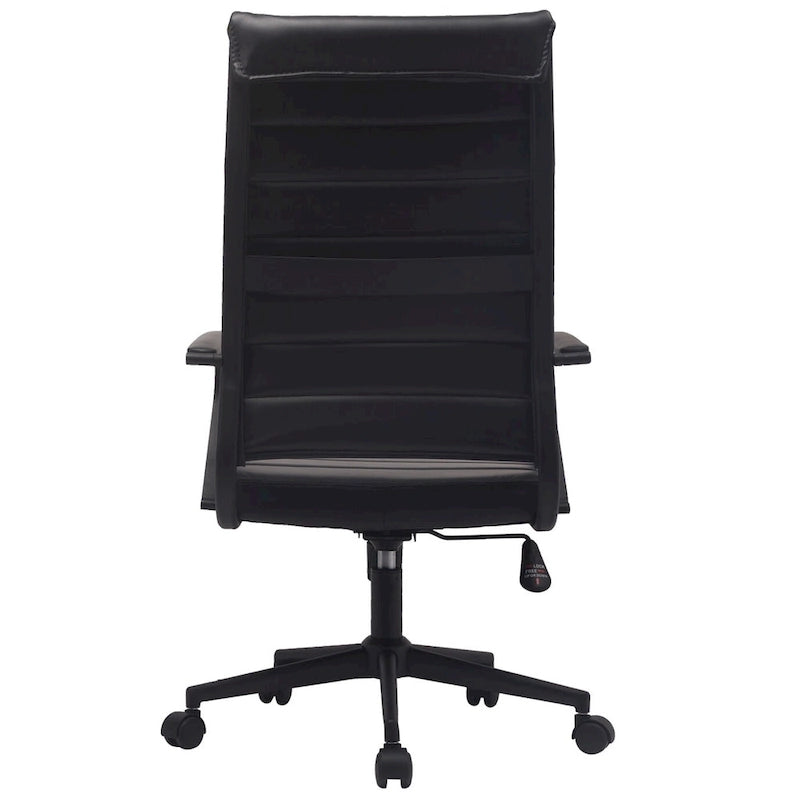Fauteuil de bureau pivotant à haut dossier en similicuir blanc / noir / beige / marron / gris avec coutures côtelées – 1 place