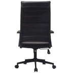 Fauteuil de bureau pivotant à haut dossier en similicuir blanc / noir / beige / marron / gris avec coutures côtelées – 1 place