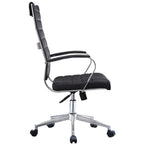 Fauteuil de bureau pivotant à haut dossier en similicuir blanc / noir / beige / marron / gris avec coutures côtelées – 1 place