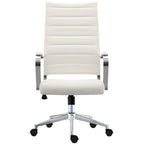 Fauteuil de bureau pivotant à haut dossier en similicuir blanc / noir / beige / marron / gris avec coutures côtelées – 1 place