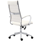 Fauteuil de bureau pivotant à haut dossier en similicuir blanc / noir / beige / marron / gris avec coutures côtelées – 1 place