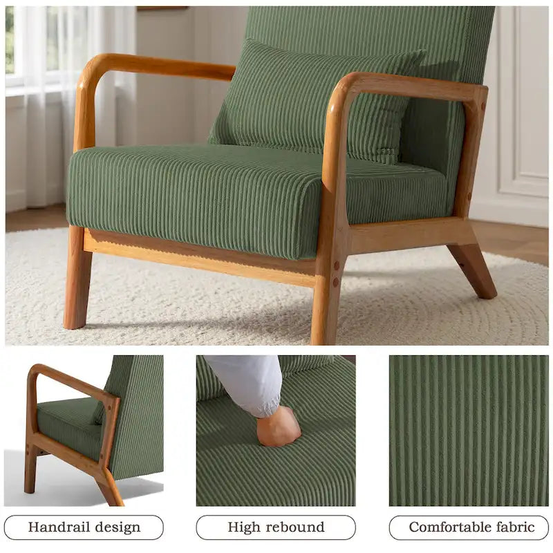Fauteuil d'appoint du milieu du siècle en velours côtelé – 1 place, plusieurs couleurs