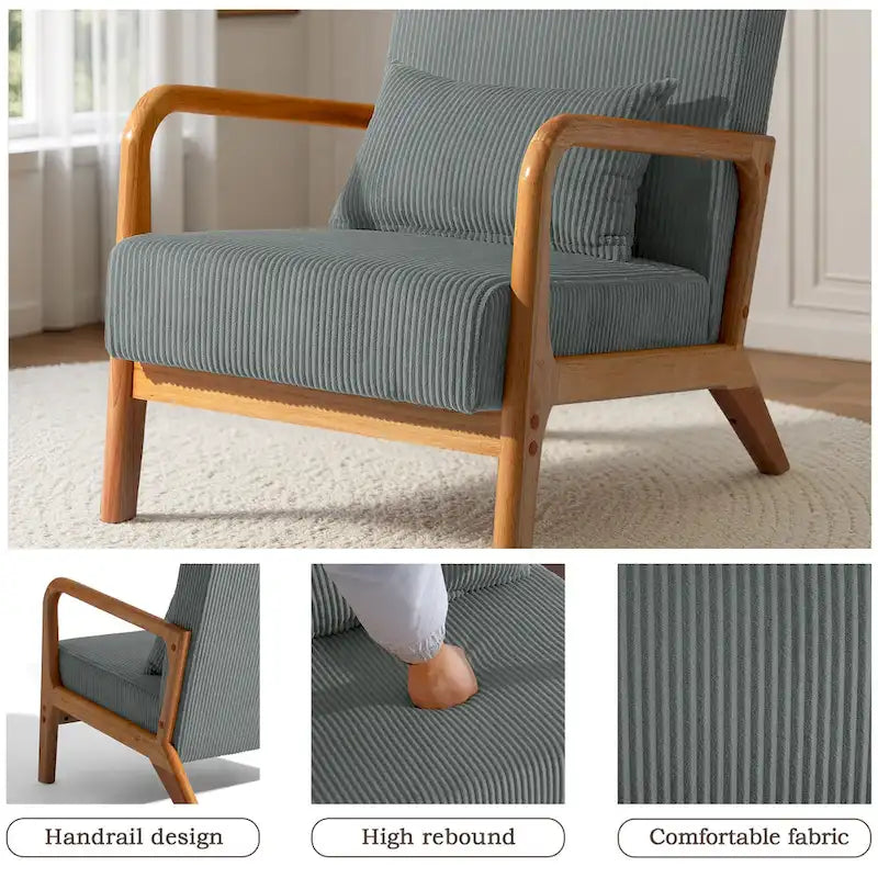 Fauteuil d'appoint du milieu du siècle en velours côtelé – 1 place, plusieurs couleurs