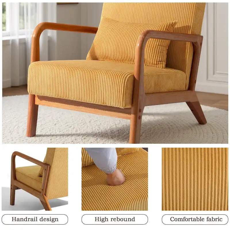 Fauteuil d'appoint du milieu du siècle en velours côtelé – 1 place, plusieurs couleurs