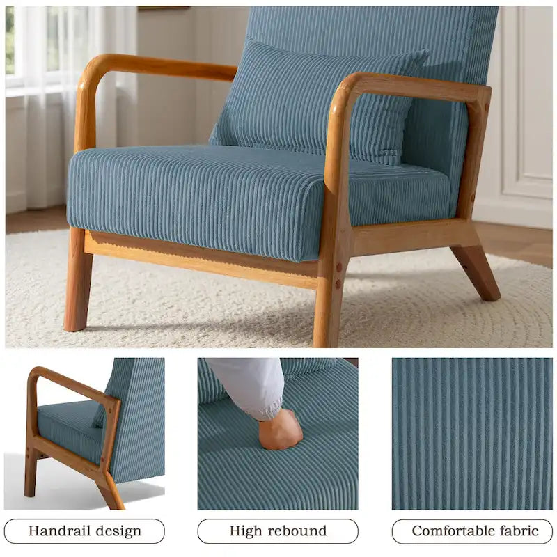 Fauteuil d'appoint du milieu du siècle en velours côtelé – 1 place, plusieurs couleurs