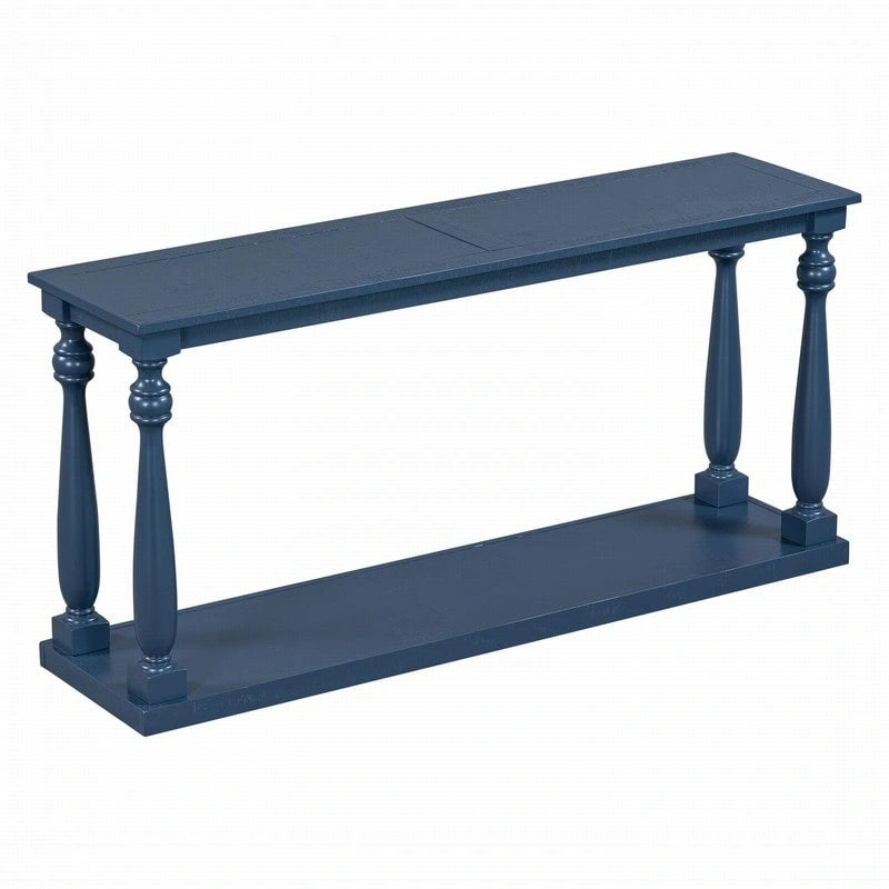 Console vintage aspect bois avec pieds en forme de vase et étagère inférieure – Plusieurs coloris