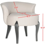 Chaise de coiffeuse petite en lin marron/vert/taupe avec pieds cabriolets – 1 place