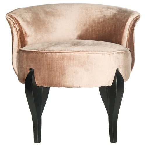 Chaise de coiffeuse petite en lin marron/vert/taupe avec pieds cabriolets – 1 place