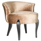 Chaise de coiffeuse petite en lin marron/vert/taupe avec pieds cabriolets – 1 place
