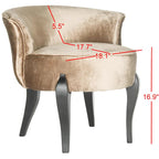 Chaise de coiffeuse petite en lin marron/vert/taupe avec pieds cabriolets – 1 place