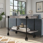Console de Ferme avec Roues Décoratives et Étagère Inférieure – Plusieurs Couleurs