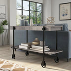 Console de Ferme avec Roues Décoratives et Étagère Inférieure – Plusieurs Couleurs